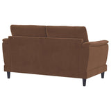 Selma Velvet Upholstered Crescent Arm Loveseat Rust | King | Orange | Rust | 552102