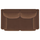 Selma Velvet Upholstered Crescent Arm Loveseat Rust | King | Orange | Rust | 552102