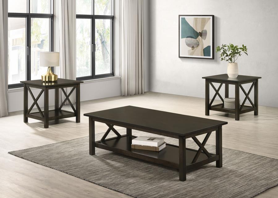 Rachelle 3-piece Rectangular Coffee Table Set Deep Merlot | Brown | Dark Merlot | 5909