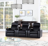 Cyrus 3-piece Upholstered Home Theater Seating | King | Black | 600001-S3B