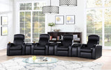 Cyrus 7-piece Upholstered Home Theater Seating | Black | 600001-S4A