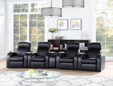 Cyrus 5-piece Upholstered Home Theater Seating | Black | 600001-S4B