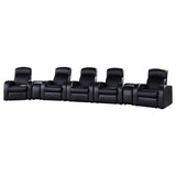 Cyrus 7-piece Upholstered Home Theater Seating | Black | 600001-S5B