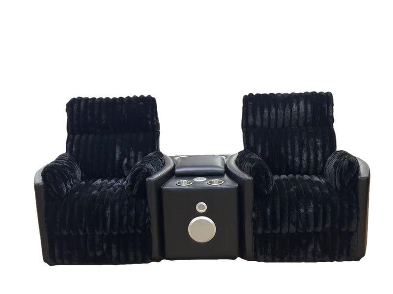 Madden Corduroy Upholstered Pillow Arm Manual Recliner Black