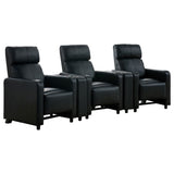 Toohey Upholstered Tufted Recliner Living Room Set Black | Gallery | 600181-S3A 600181-S3B 600181-S4A 600181-S4B 600181-S5A 600181-S5B