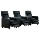 Toohey Upholstered Tufted Recliner Living Room Set Black | Gallery | 600181-S3A 600181-S3B 600181-S4A 600181-S4B 600181-S5A 600181-S5B