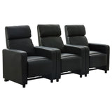 Toohey Upholstered Tufted Recliner Living Room Set Black | Black / 600181-S3B | 600181-S3B