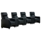 Toohey Upholstered Tufted Recliner Living Room Set Black | Black / 600181-S4A | 600181-S4A