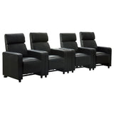 Toohey Upholstered Tufted Recliner Living Room Set Black | Black / 600181-S4B | 600181-S4B