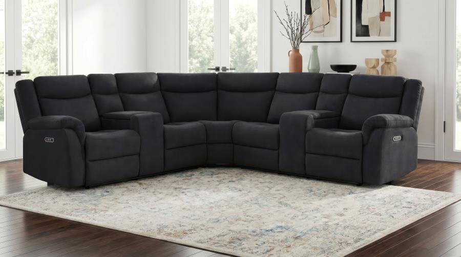 Hagen Upholstered Power Reclining Sectional Sofa Steel Grey | Grey | Steel Grey | 600500P