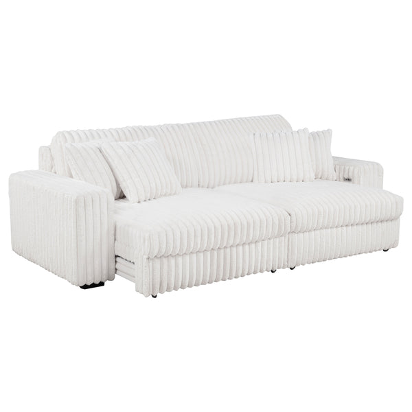 Jacana Corduroy Upholstered Dual Power Chaise Sofa Ivory