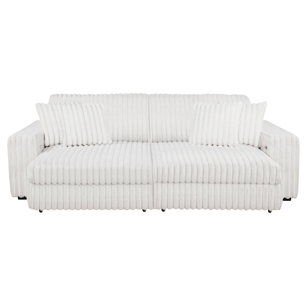 Jacana Corduroy Upholstered Dual Power Chaise Sofa Ivory