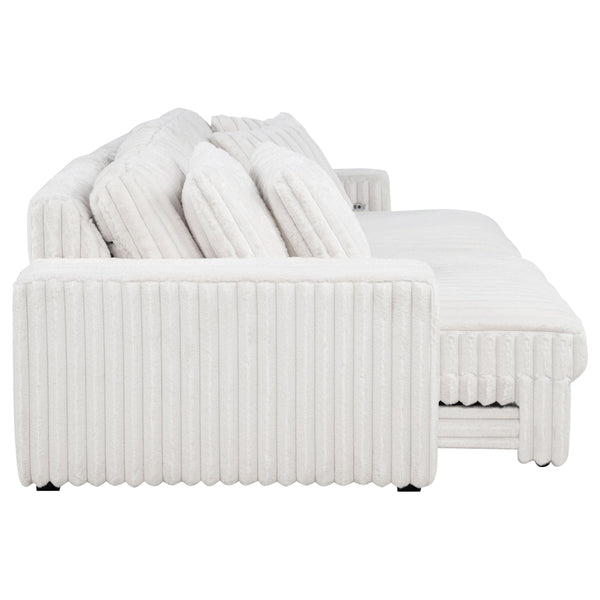 Jacana Corduroy Upholstered Dual Power Chaise Sofa Ivory