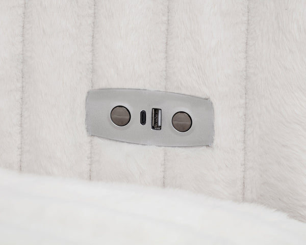 Jacana Corduroy Upholstered Dual Power Chaise Sofa Ivory