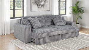 Jacana Corduroy Upholstered Dual Power Chaise Sofa Grey