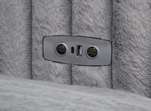 Jacana Corduroy Upholstered Dual Power Chaise Sofa Grey