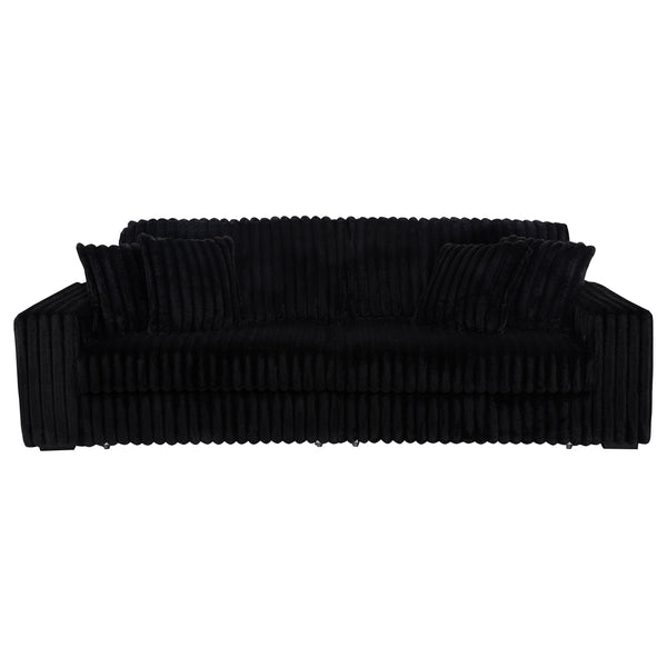 Jacana Corduroy Upholstered Dual Power Chaise Sofa Black