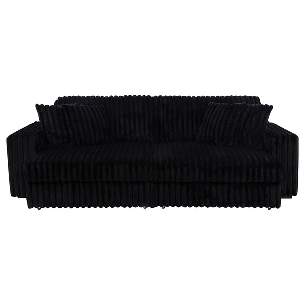 Jacana Corduroy Upholstered Dual Power Chaise Sofa Black