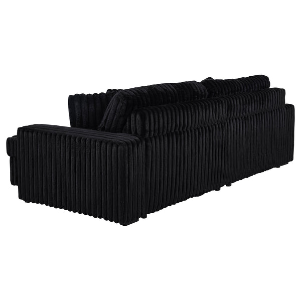 Jacana Corduroy Upholstered Dual Power Chaise Sofa Black