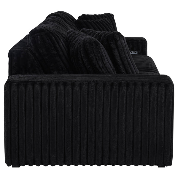 Jacana Corduroy Upholstered Dual Power Chaise Sofa Black