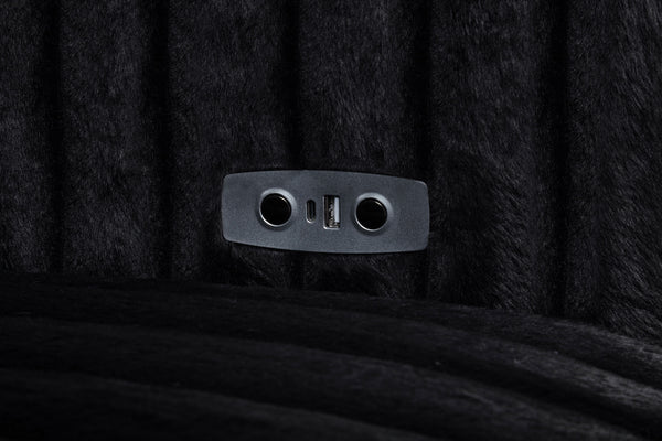 Jacana Corduroy Upholstered Dual Power Chaise Sofa Black