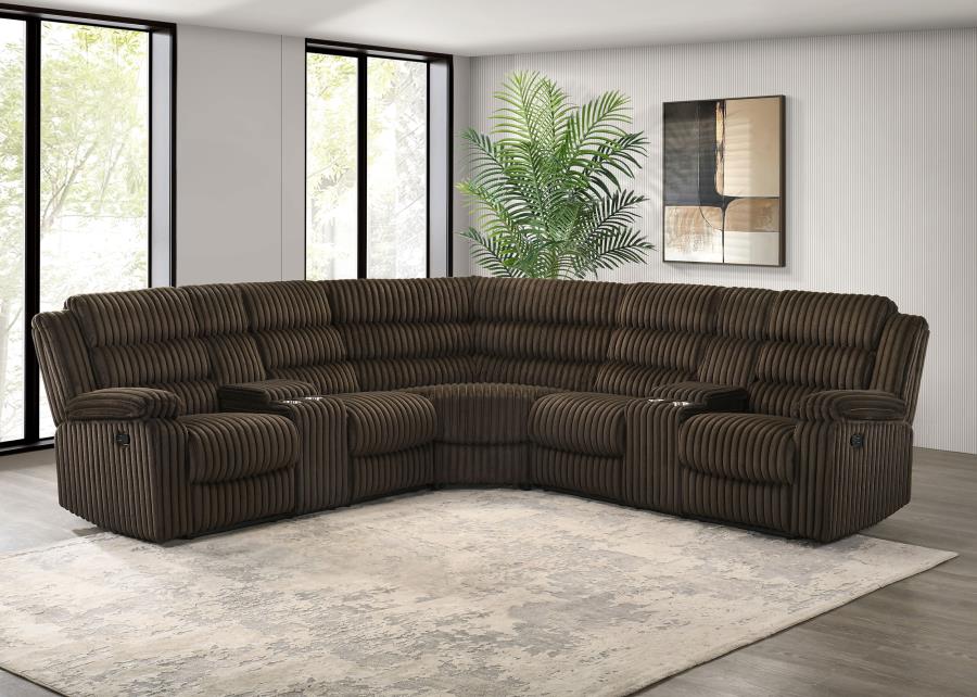Atkinson Upholstered Reclining Sectional Sofa Chocolate | Brown | Chocolate | 601510