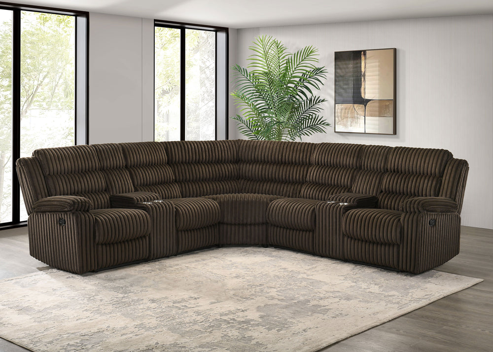 Atkinson Upholstered Reclining Sectional Sofa Chocolate