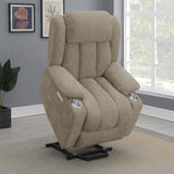 Houston Upholstered Power Lift Recliner Chair Camel | Full | Beige | Camel | 602274P
