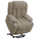 Houston Upholstered Power Lift Recliner Chair Camel | Full | Beige | Camel | 602274P