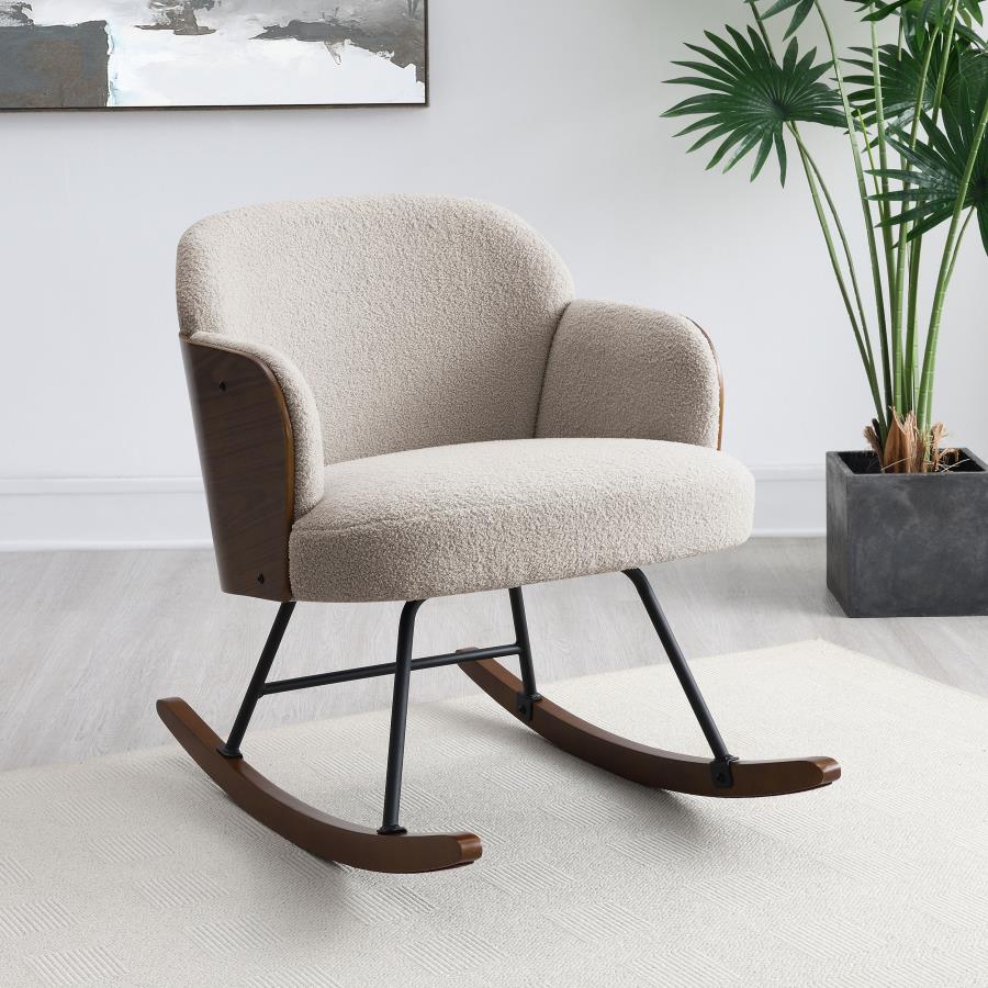 Paige Boucle Upholstered Mid Back Rocking Chair Beige | King | Beige | 602625