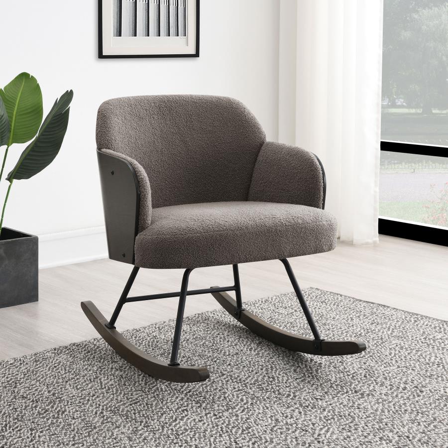 Paige Boucle Upholstered Mid Back Rocking Chair Taupe | King | Grey | Taupe | 602626