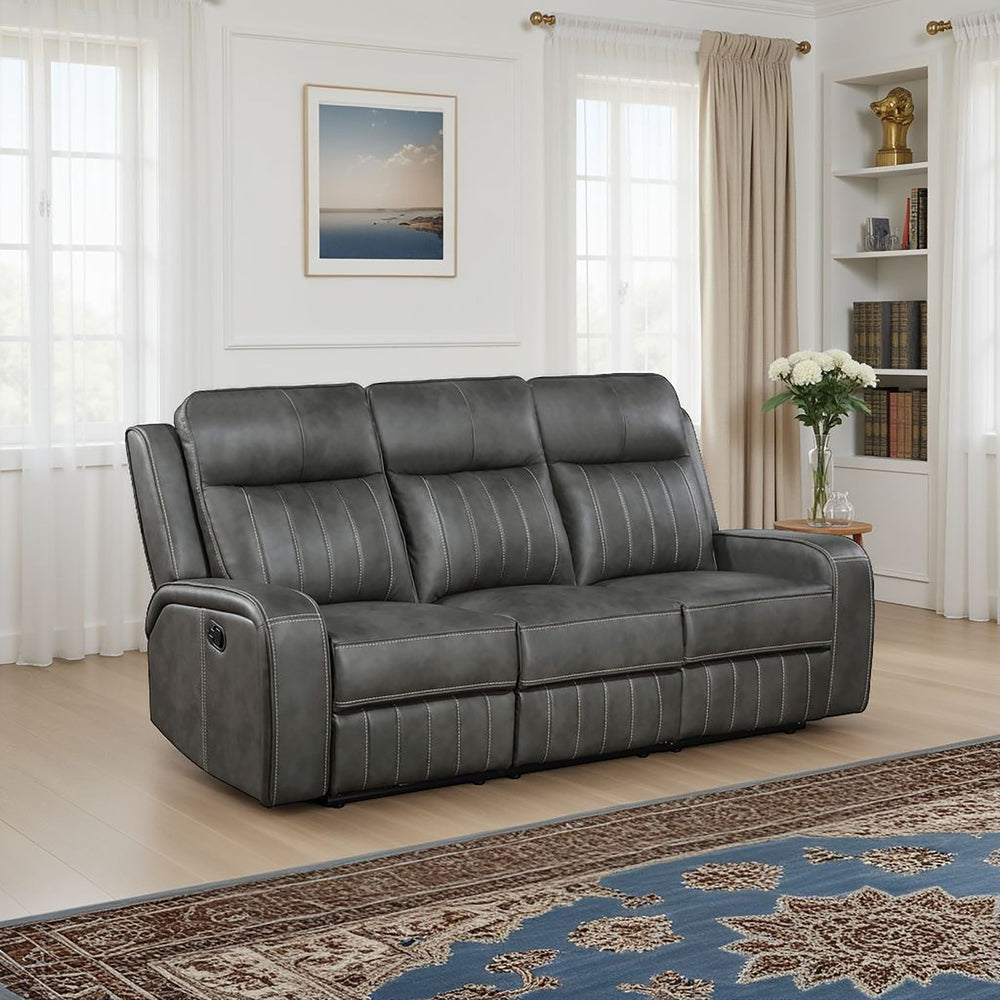 Raelynn Upholstered Track Arm Motion Sofa Grey