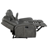 Raelynn Upholstered Track Arm Motion Loveseat Grey | King | Grey | 603192