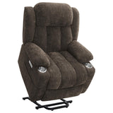 Houston Upholstered Power Lift Recliner Chair Dark Brown | Full | Brown | Dark Brown | 603233P