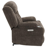 Houston Upholstered Power Lift Recliner Chair Dark Brown | Full | Brown | Dark Brown | 603233P