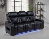 Zuma Faux Leather Dual Power Reclining LED Sofa Black | Black | 603251PP