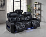Zuma Faux Leather Dual Power Reclining LED Sofa Black | Black | 603251PP