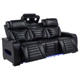 Zuma Faux Leather Dual Power Reclining LED Sofa Black | Black | 603251PP