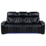 Zuma Faux Leather Dual Power Reclining LED Sofa Black | Black | 603251PP