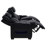 Zuma Faux Leather Dual Power Reclining LED Sofa Black | Black | 603251PP