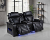 Zuma Faux Leather Dual Power Reclining LED Loveseat Black | Black | 603252PP