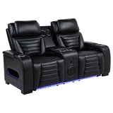 Zuma Faux Leather Dual Power Reclining LED Loveseat Black | Black | 603252PP