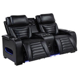 Zuma Faux Leather Dual Power Reclining LED Loveseat Black | Black | 603252PP