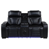 Zuma Faux Leather Dual Power Reclining LED Loveseat Black | Black | 603252PP