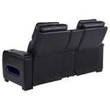 Zuma Faux Leather Dual Power Reclining LED Loveseat Black | Black | 603252PP
