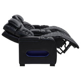 Zuma Faux Leather Dual Power Reclining LED Loveseat Black | Black | 603252PP