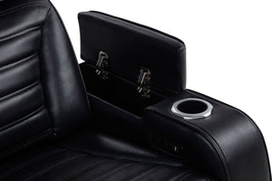 Zuma Faux Leather Dual Power Reclining LED Loveseat Black