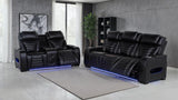 Zuma Faux Leather Dual Power Reclining LED Loveseat Black | Black | 603252PP