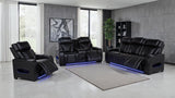 Zuma Faux Leather Dual Power Reclining LED Loveseat Black | Black | 603252PP