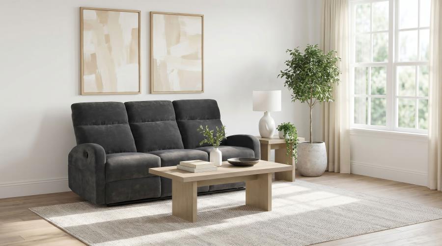 Hamilton Chenille Manual Reclining Sofa Charcoal Grey | King | Grey | Charcoal Grey | 603374